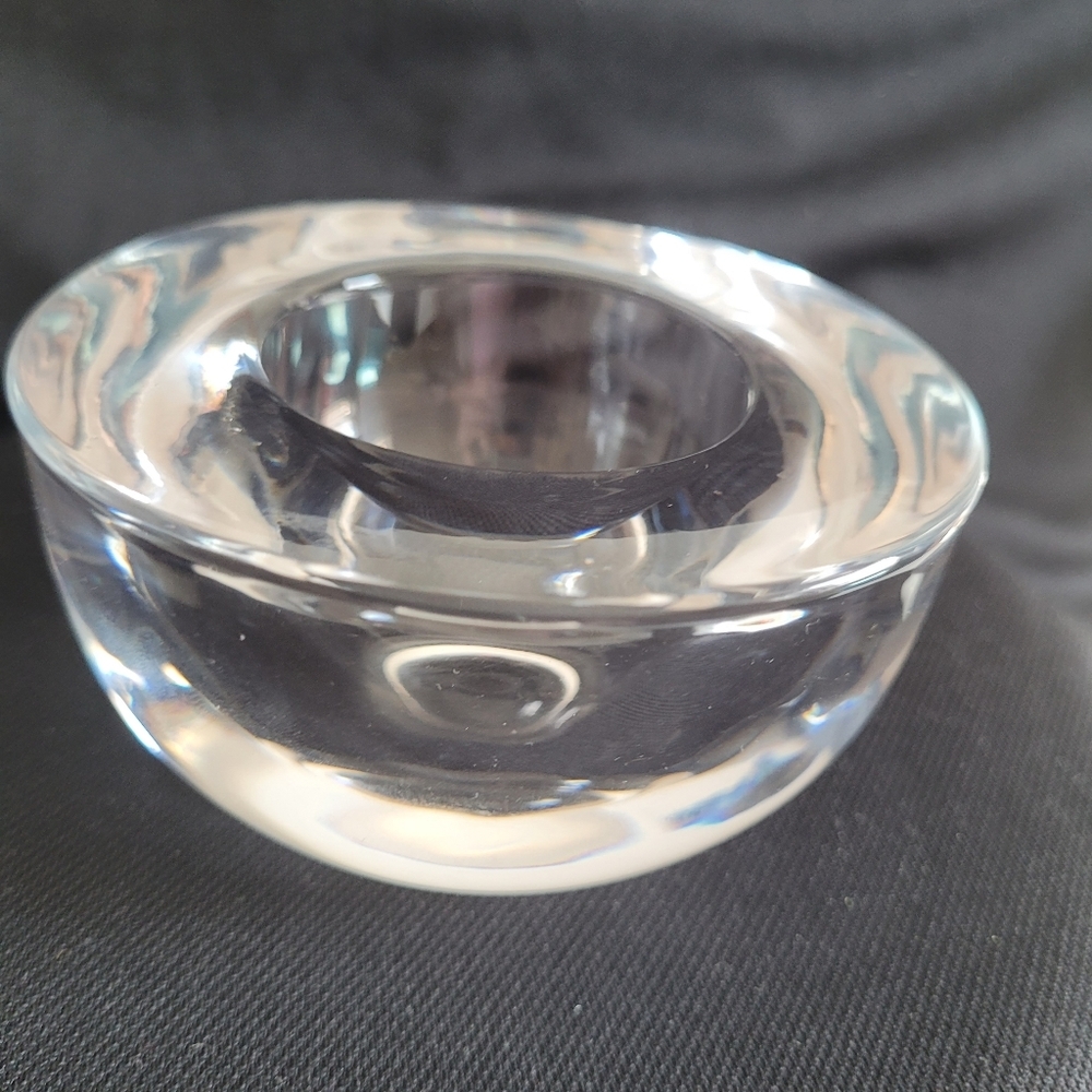 Elegant Clear Glass Bowl Heavy Art Glass Trinket Dish Votive Tealight